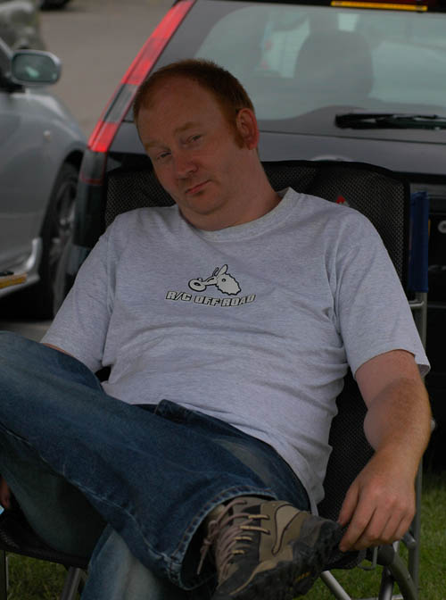 Andy Shillito relaxing after a good days racing.
