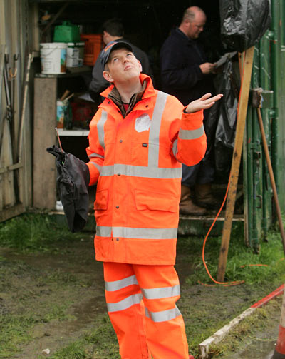 Dan Greenwood wearing stupid but sensible clothing