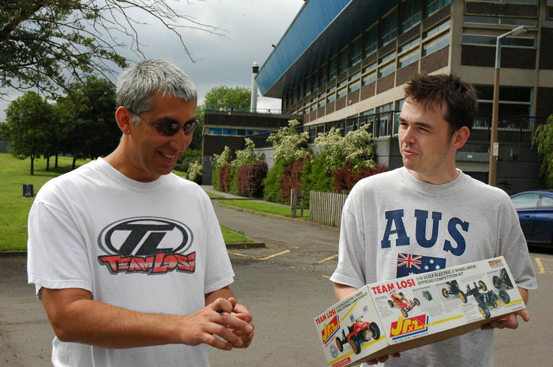 crazy guy gets his Brand new LOSI JRx2 signed by the creator